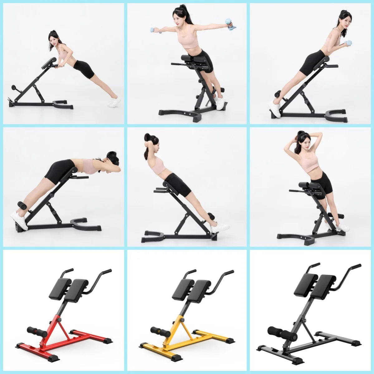 Home Use Adjustable Multi-Function Roman Chair Hyperextension Bench Glute Ham Developer Back Trainer