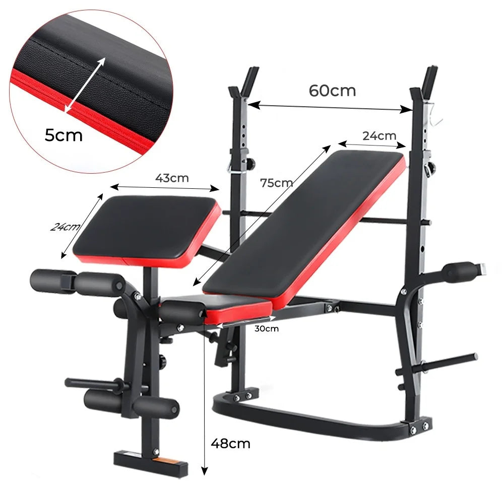 Adjustable Weight Lifting Bench With Chest Fly & Leg Extension Multi Purpose Home Fitness Training Equipment