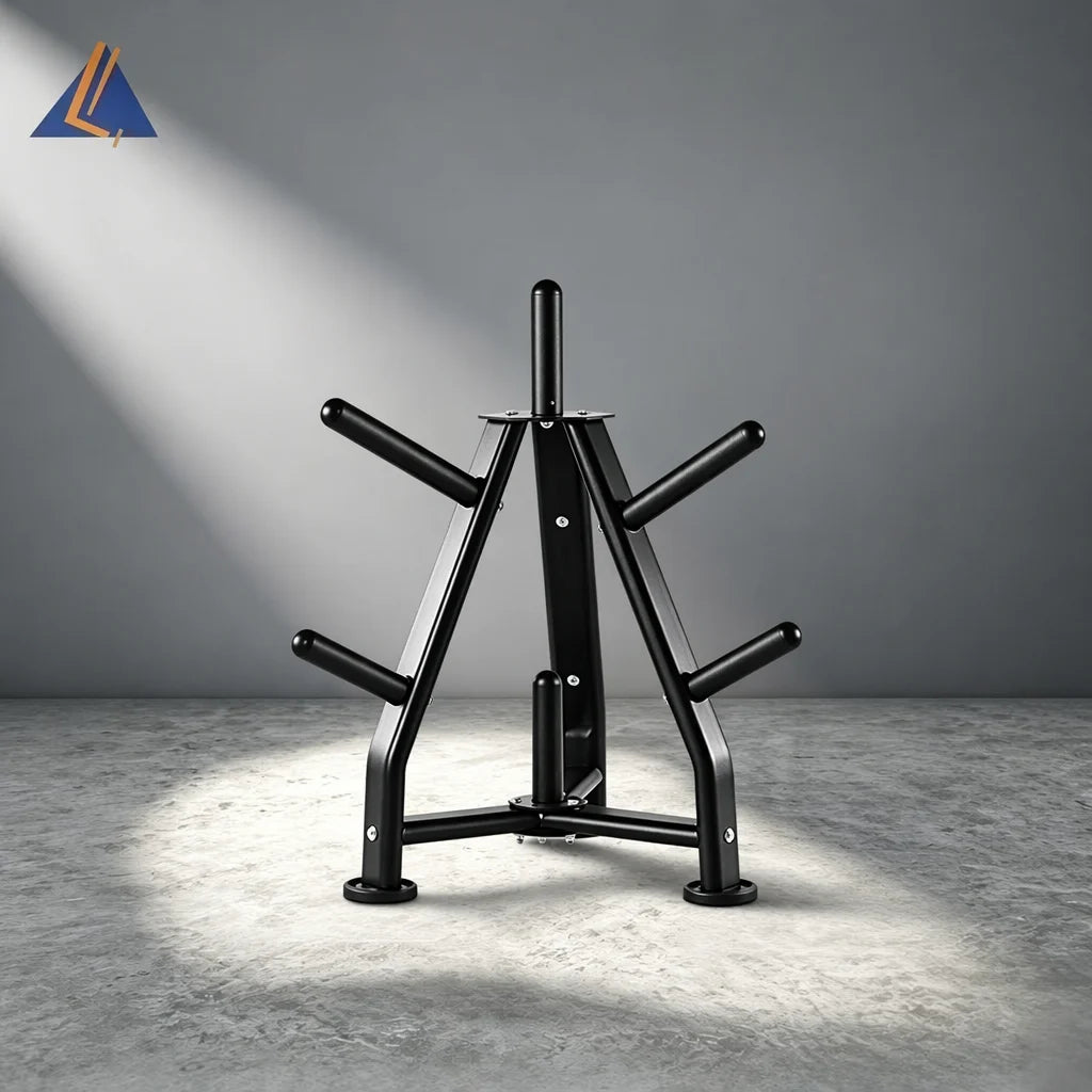 Hot Sale Tripod Steel Safety Heavy Duty Barbell Plate Storage Rack Commercial Gym Fitness Equipment Organizer