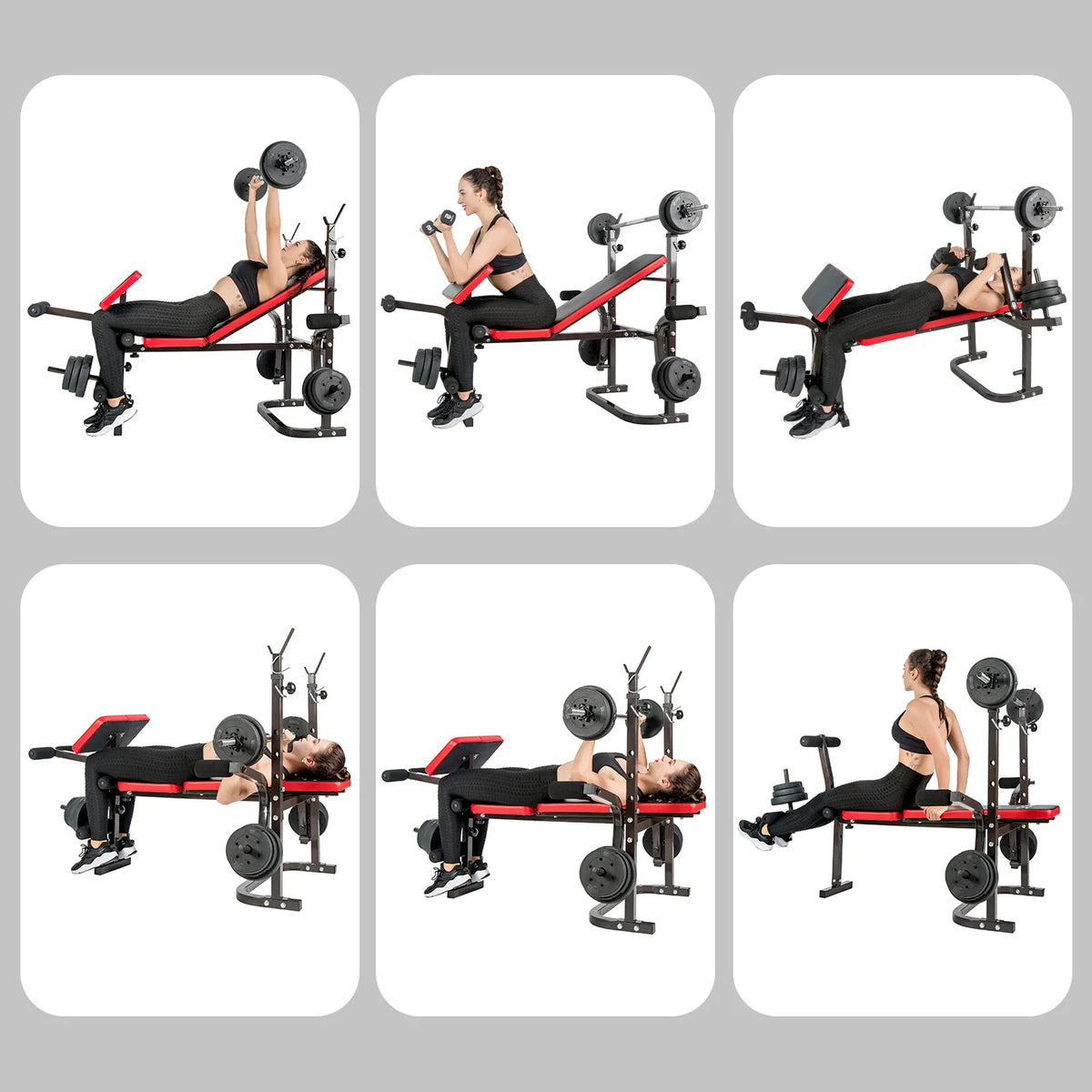 Adjustable Weight Lifting Bench With Chest Fly & Leg Extension Multi Purpose Home Fitness Training Equipment