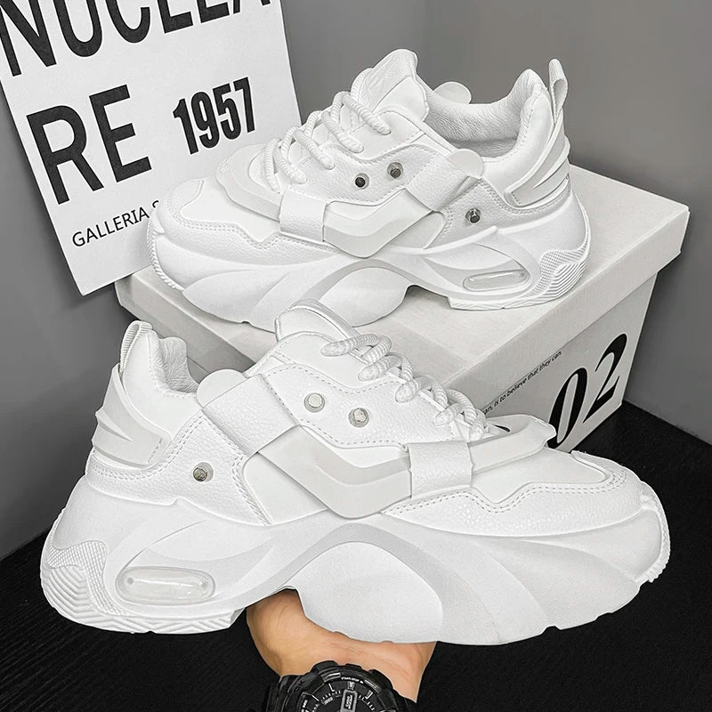 Fashionable Men's Casual Sports Shoes, with Thick Soles That Are Wear-Resistant and Height-Increasing, Comfortable and Breathable, Suitable for Both Sports and Leisure