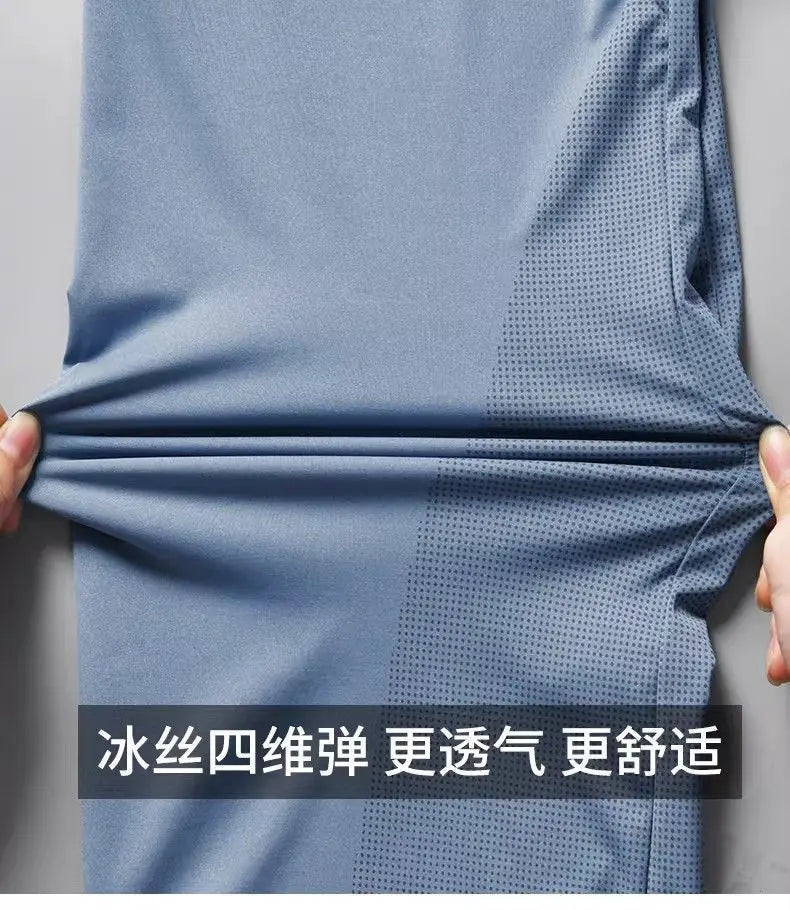 Sports T Shirts for Men's Summer Breathable Mesh Fabric Fitness Quick Drying Tops Ice Silk Moisture Wicking Crew Neck T-Shirt