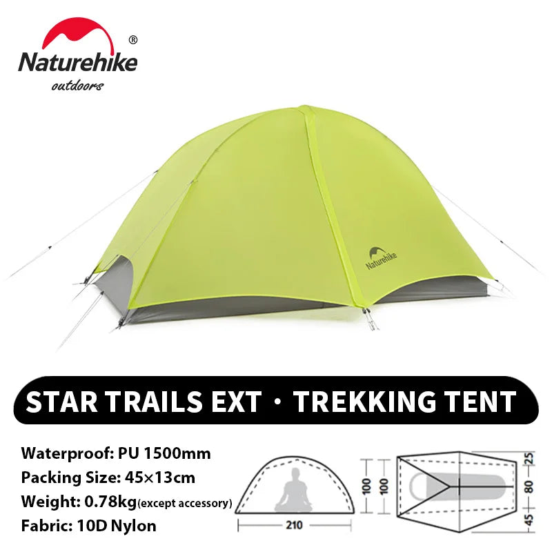 Naturehike Trails EXT Trekking Tent Outdoor Camping Overnight Waterproof Anti-storm Single Person Hiking Tents Sun Shelter