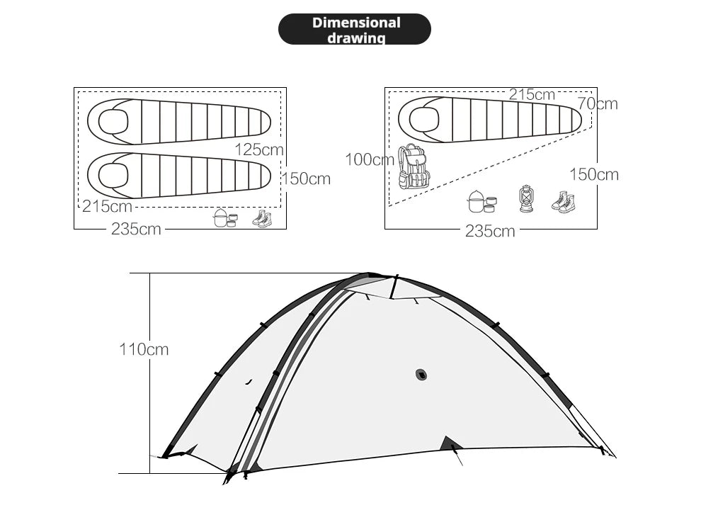 Astagear Vista 2  2-Person Lightweight Silicone-Coated Fast Setup Outdoor Camping Tent, Windproof & Waterproof for Hiking & Mou