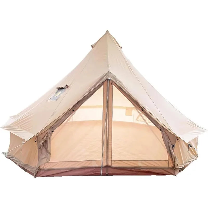 Glamping Bell Tent for 3-10 4 Season Luxury Camping Tent, Thick Oxford Fabric, Rainproof, Wind-Resistant & Flame-Retardant
