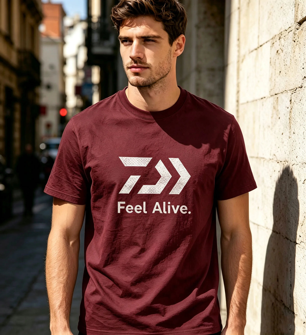 Men Casual O‑Neck T‑Shirt Feel Alive Arrow Graphic Short Sleeve Tees Male Streetwear Cotton Tops Daily Holiday Men's Clothing
