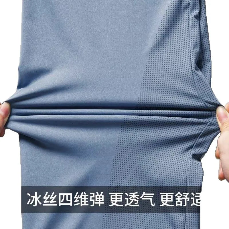 Sports T Shirts for Men's Summer Breathable Mesh Fabric Fitness Quick Drying Tops Ice Silk Moisture Wicking Crew Neck T-Shirt