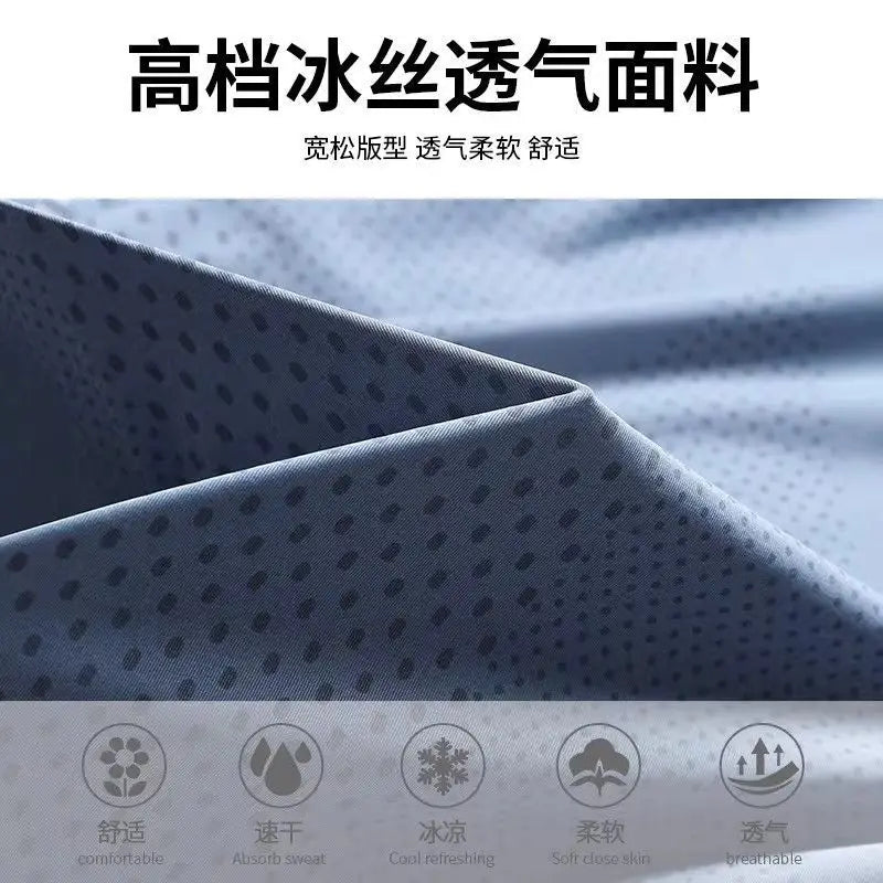 Sports T Shirts for Men's Summer Breathable Mesh Fabric Fitness Quick Drying Tops Ice Silk Moisture Wicking Crew Neck T-Shirt