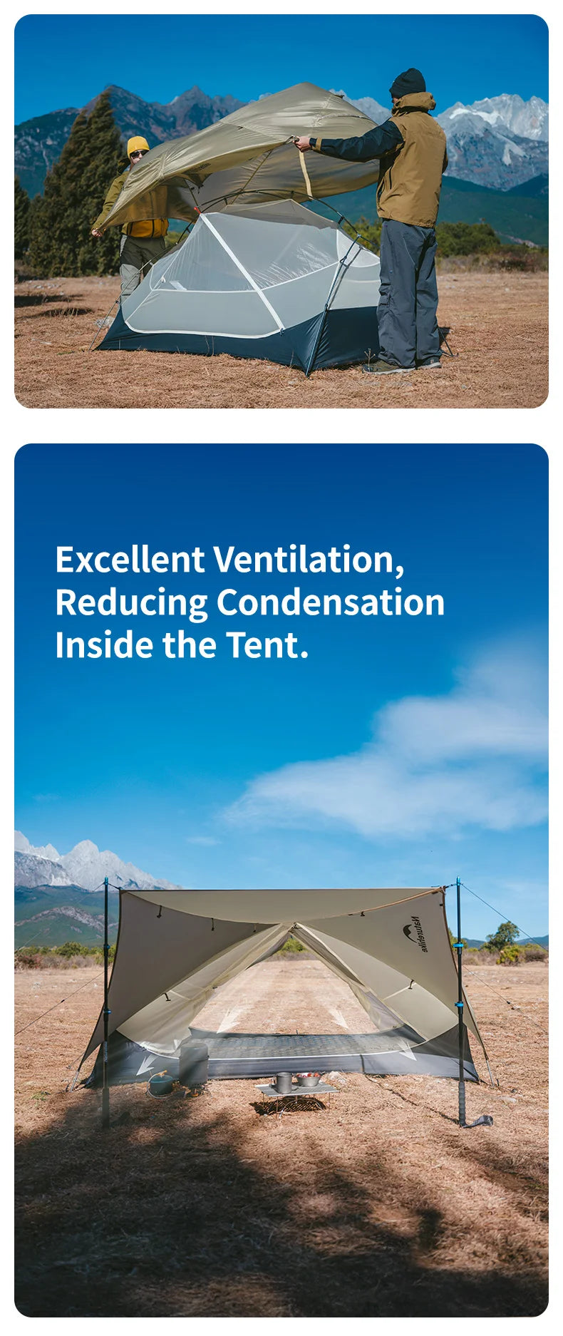 Naturehike Mongar UL PRO 1-3 People Tent 20D Ultralight Travel Waterproof Hiking Survival Outdoor Camping Portable Sun Shelter