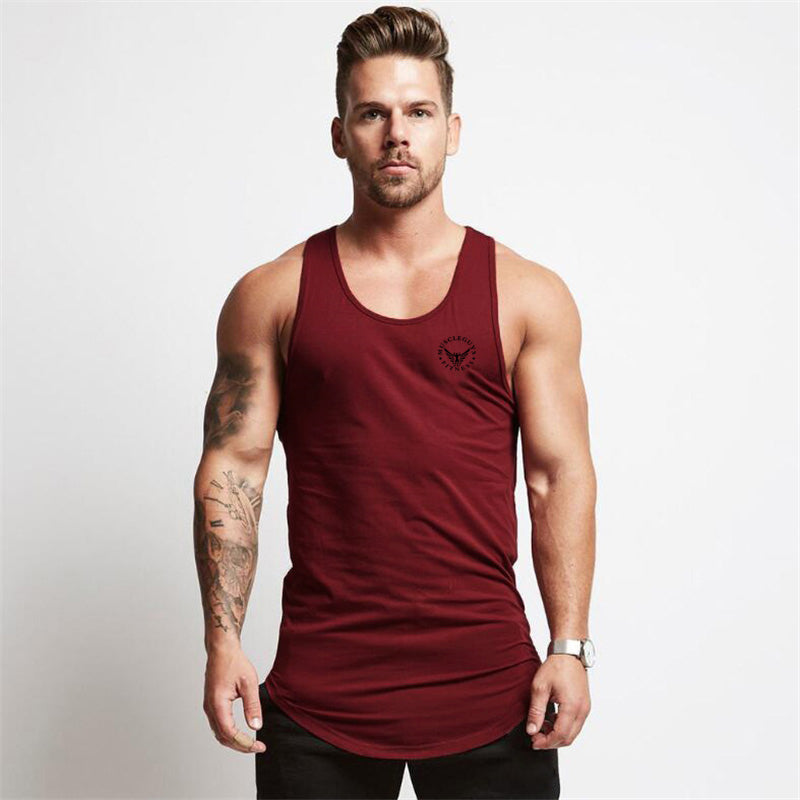 Cotton Material Summer Fitness Sports Vest Men's T-shirt Comfortable Bottoming Sweatshirt Workout Clothes