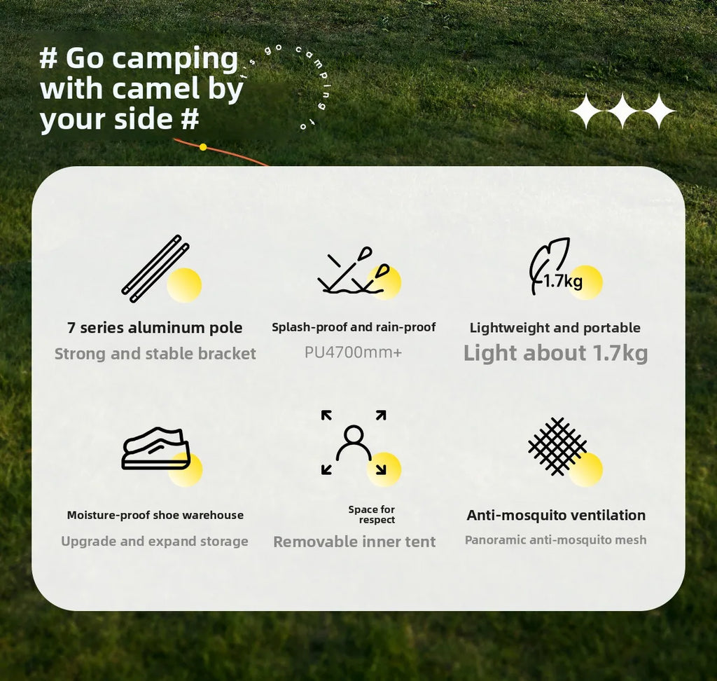 Golden Camel 20D Ultralight Travel Tent 1-2 People Waterproof Hiking Survival Outdoor Camping Portable Backpacking Shelter Tent