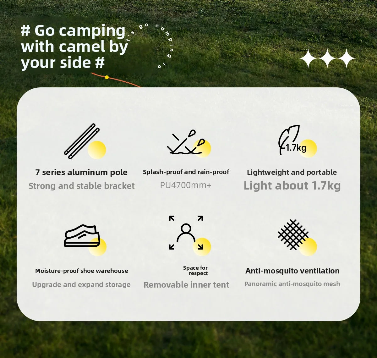 Golden Camel 20D Ultralight Travel Tent 1-2 People Waterproof Hiking Survival Outdoor Camping Portable Backpacking Shelter Tent