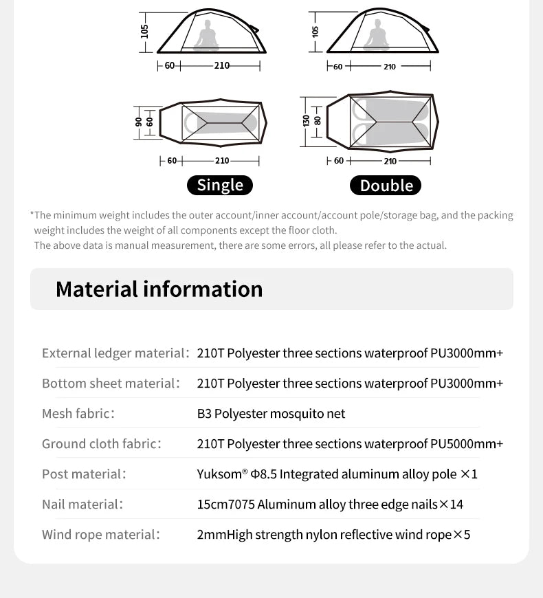 Naturehike 2026 New Cloud Base Tent Ultralight Waterproof Large Foyer Shelter Tent Travel 1-2 Person Portable Camping Tents