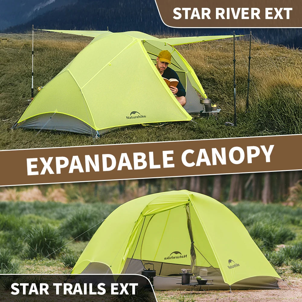 Naturehike Trails EXT Trekking Tent Outdoor Camping Overnight Waterproof Anti-storm Single Person Hiking Tents Sun Shelter