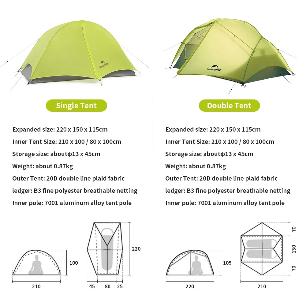 Naturehike Trails EXT Trekking Tent Outdoor Camping Overnight Waterproof Anti-storm Single Person Hiking Tents Sun Shelter