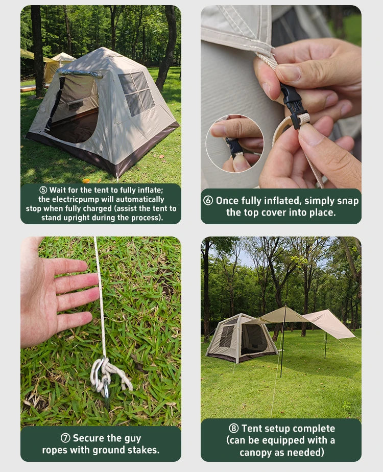 TPU inflatable tent for camping self-inflating tent, portable tent TPU Air Beam Inflatable Tent Large Family Camping Te