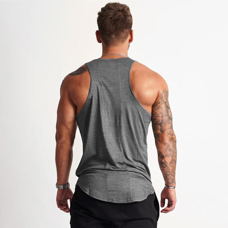 Cotton Material Summer Fitness Sports Vest Men's T-shirt Comfortable Bottoming Sweatshirt Workout Clothes