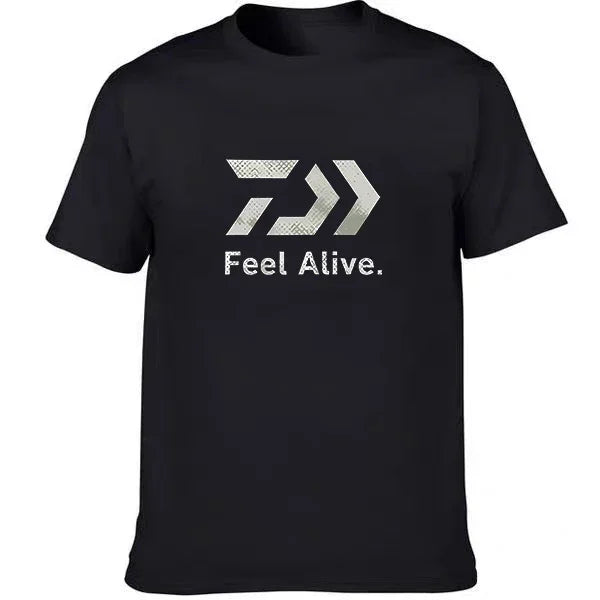 2026 New Sports Breathable T-shirt, Outdoor Fishing Style Letter Arrow Printed Casual T-shirt, Luxurious Short Sleeved Shirt