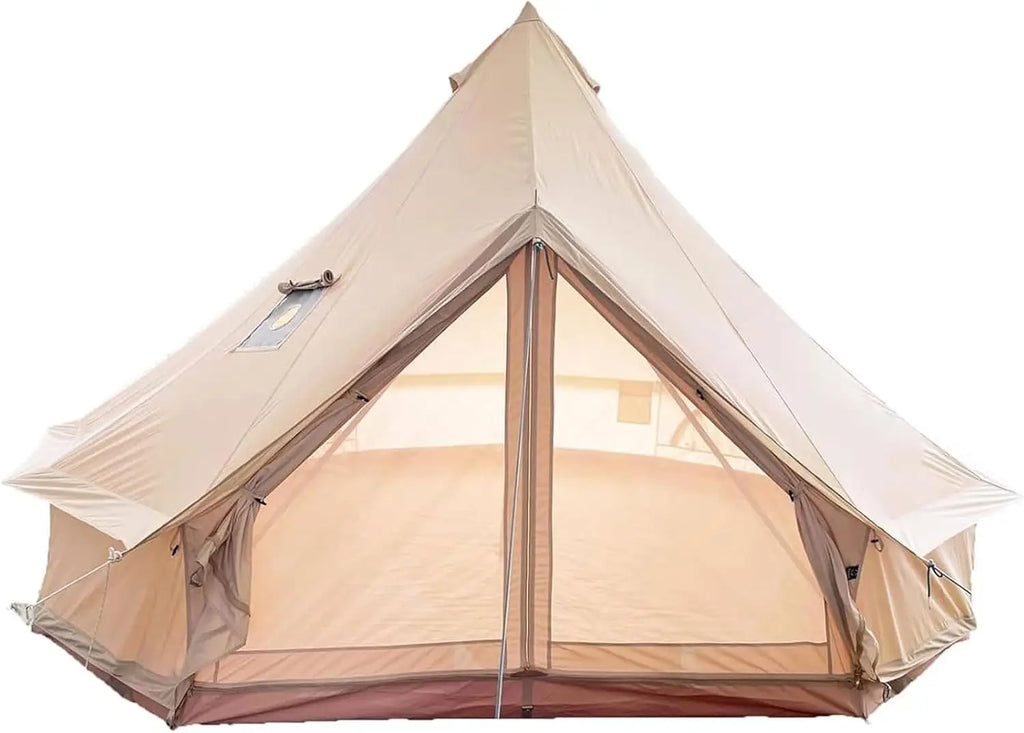 Glamping Bell Tent for 3-10 4 Season Luxury Camping Tent, Thick Oxford Fabric, Rainproof, Wind-Resistant & Flame-Retardant
