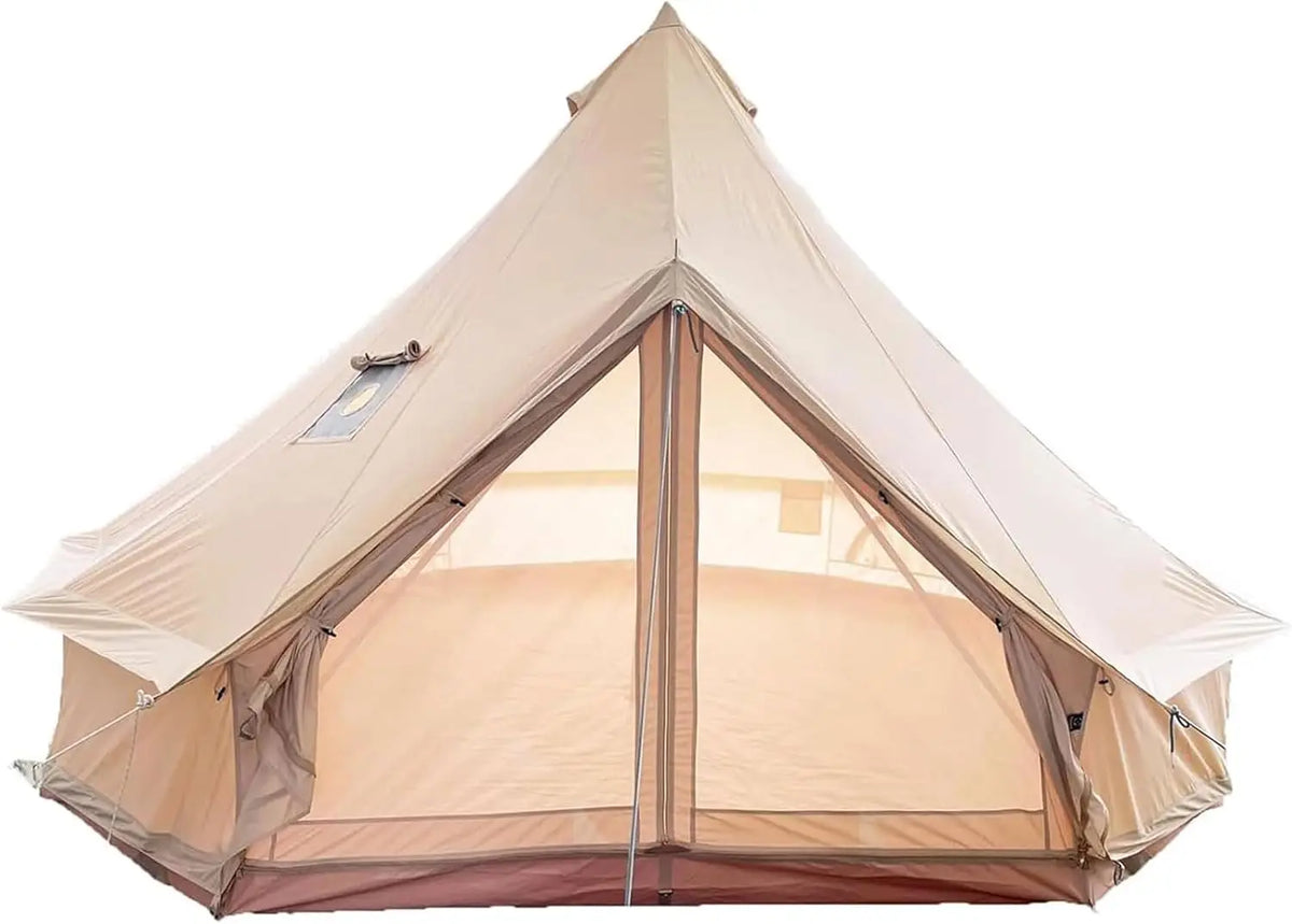 Glamping Bell Tent for 3-10 4 Season Luxury Camping Tent, Thick Oxford Fabric, Rainproof, Wind-Resistant & Flame-Retardant