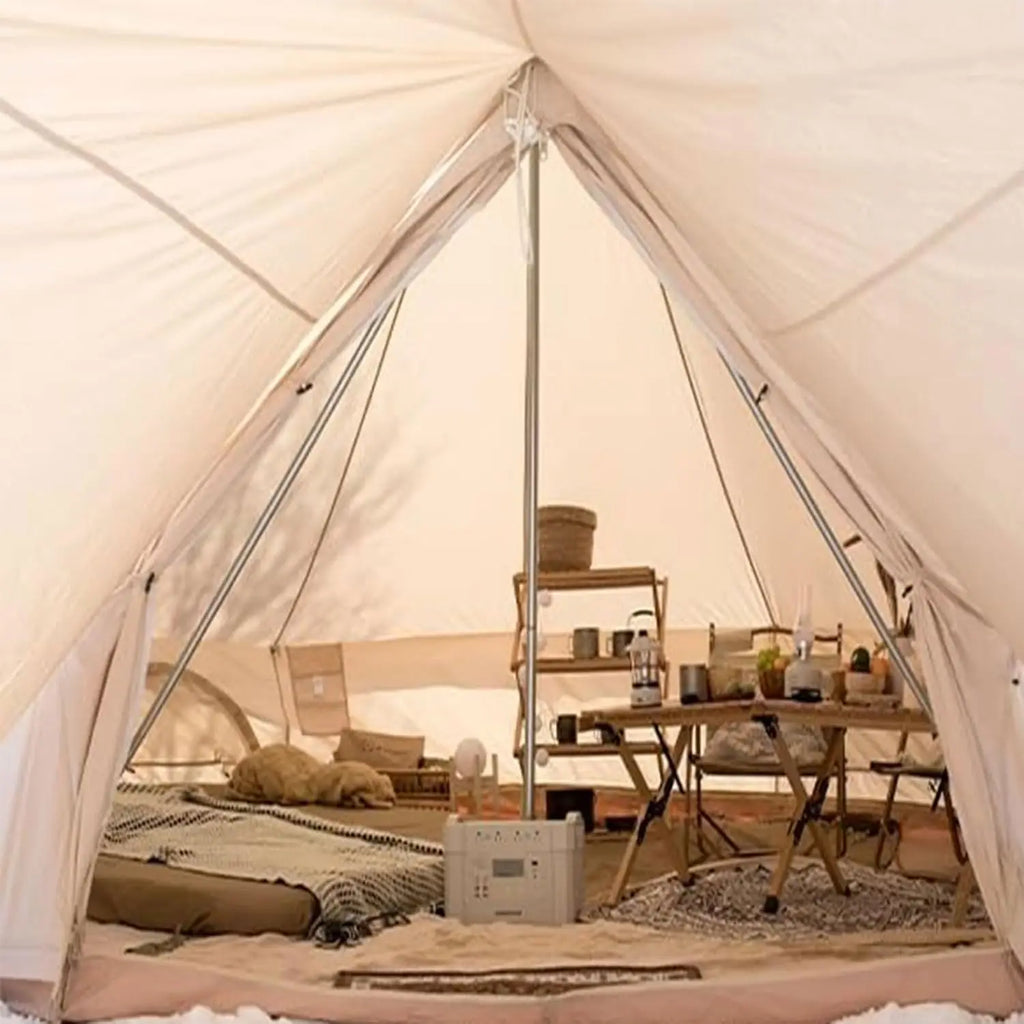 Glamping Bell Tent for 3-10 4 Season Luxury Camping Tent, Thick Oxford Fabric, Rainproof, Wind-Resistant & Flame-Retardant