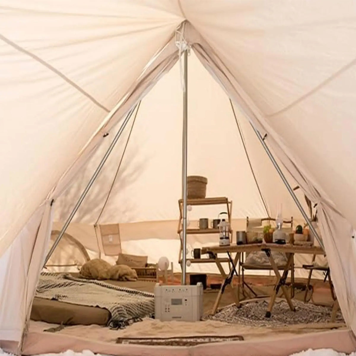Glamping Bell Tent for 3-10 4 Season Luxury Camping Tent, Thick Oxford Fabric, Rainproof, Wind-Resistant & Flame-Retardant