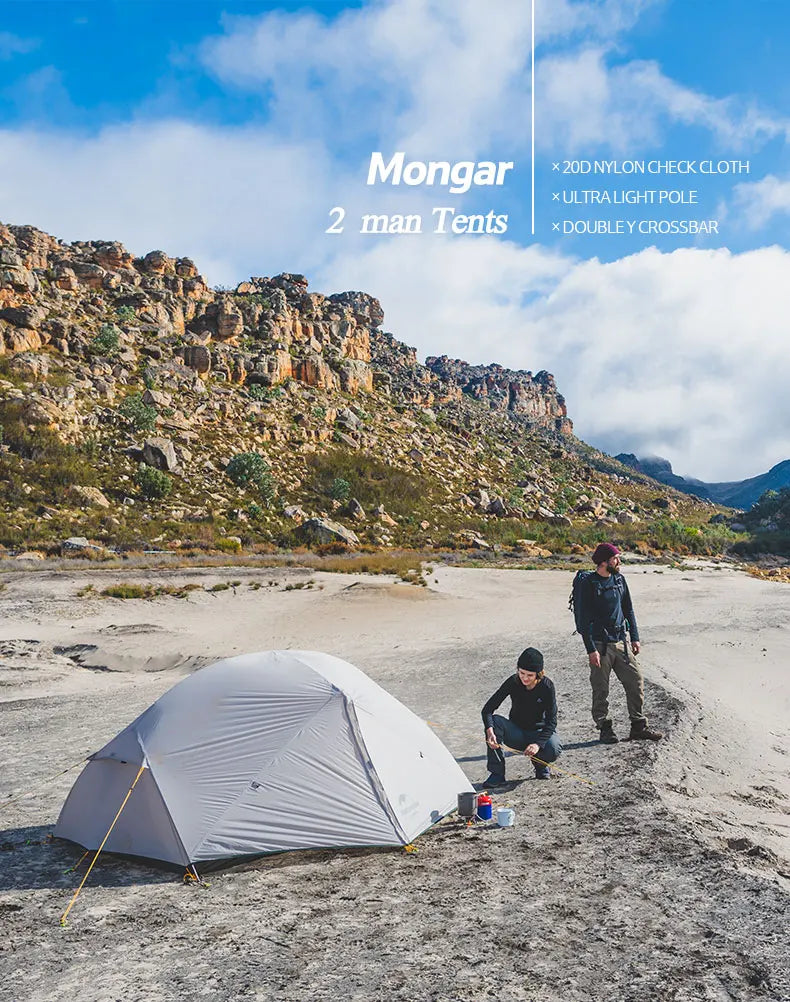 Naturehike Mongar UL PRO 1-3 People Tent 20D Ultralight Travel Waterproof Hiking Survival Outdoor Camping Portable Sun Shelter