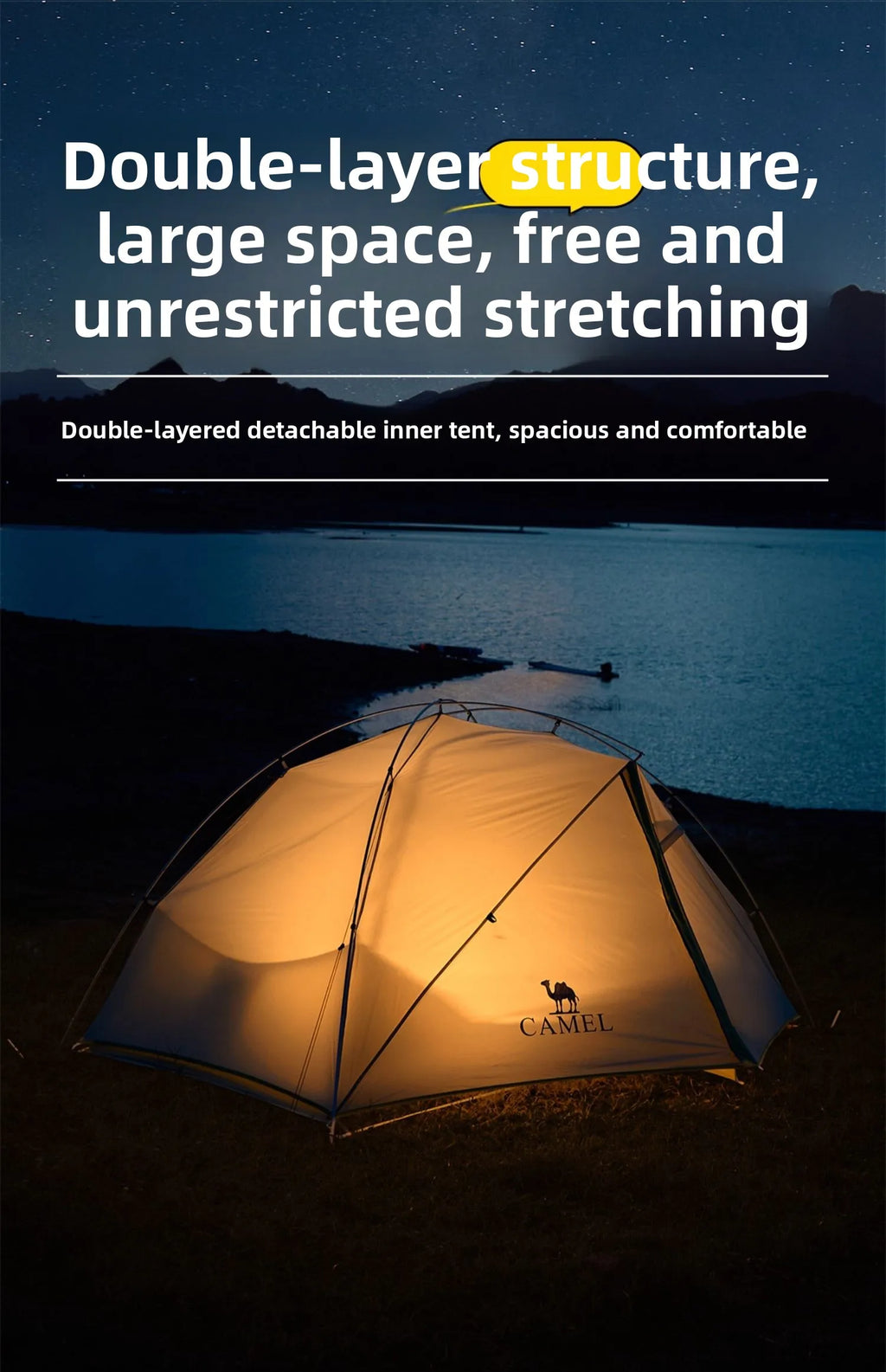 Golden Camel 20D Ultralight Travel Tent 1-2 People Waterproof Hiking Survival Outdoor Camping Portable Backpacking Shelter Tent