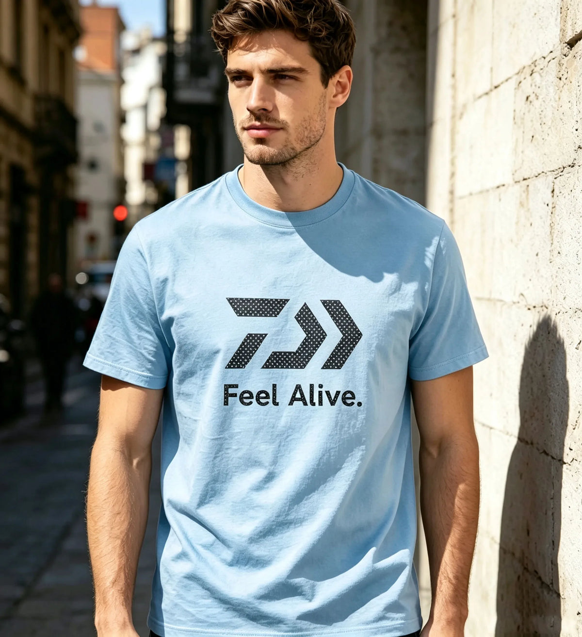 Men Casual O‑Neck T‑Shirt Feel Alive Arrow Graphic Short Sleeve Tees Male Streetwear Cotton Tops Daily Holiday Men's Clothing