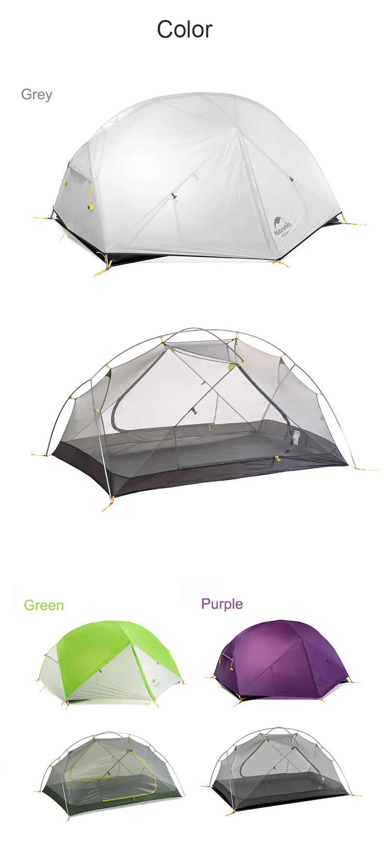Naturehike Mongar UL PRO 1-3 People Tent 20D Ultralight Travel Waterproof Hiking Survival Outdoor Camping Portable Sun Shelter