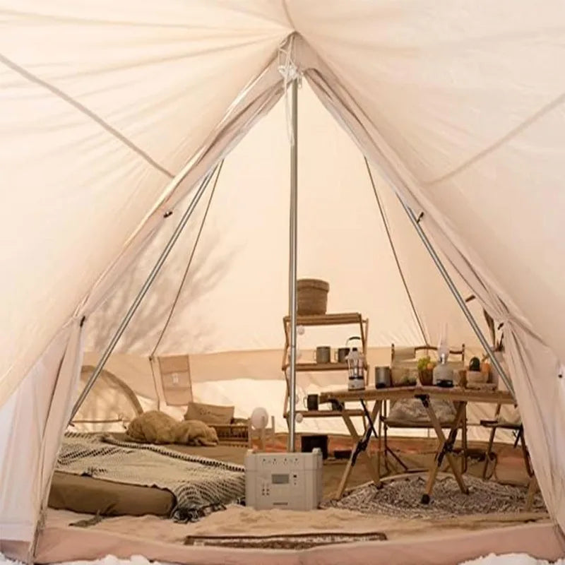 Glamping Bell Tent for 3-10 4 Season Luxury Camping Tent, Thick Oxford Fabric, Rainproof, Wind-Resistant & Flame-Retardant