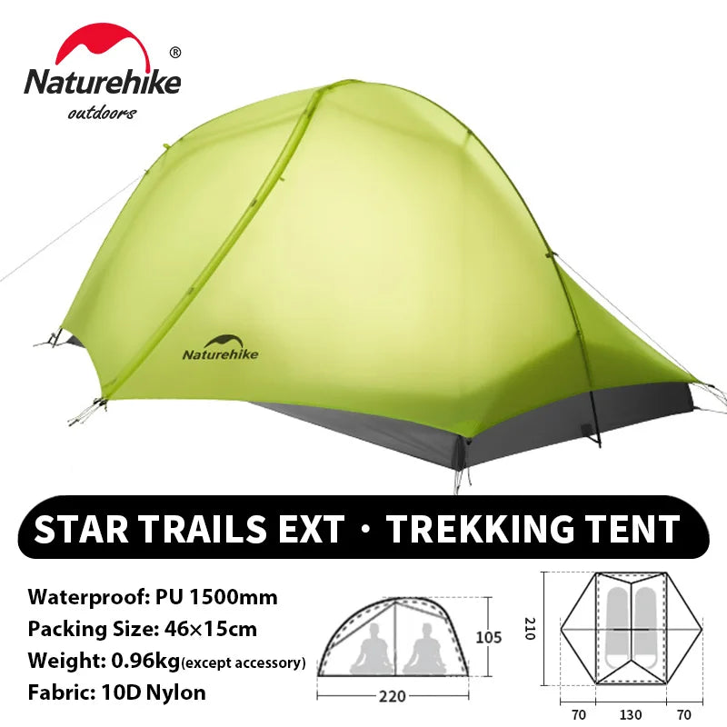 Naturehike Trails EXT Trekking Tent Outdoor Camping Overnight Waterproof Anti-storm Single Person Hiking Tents Sun Shelter