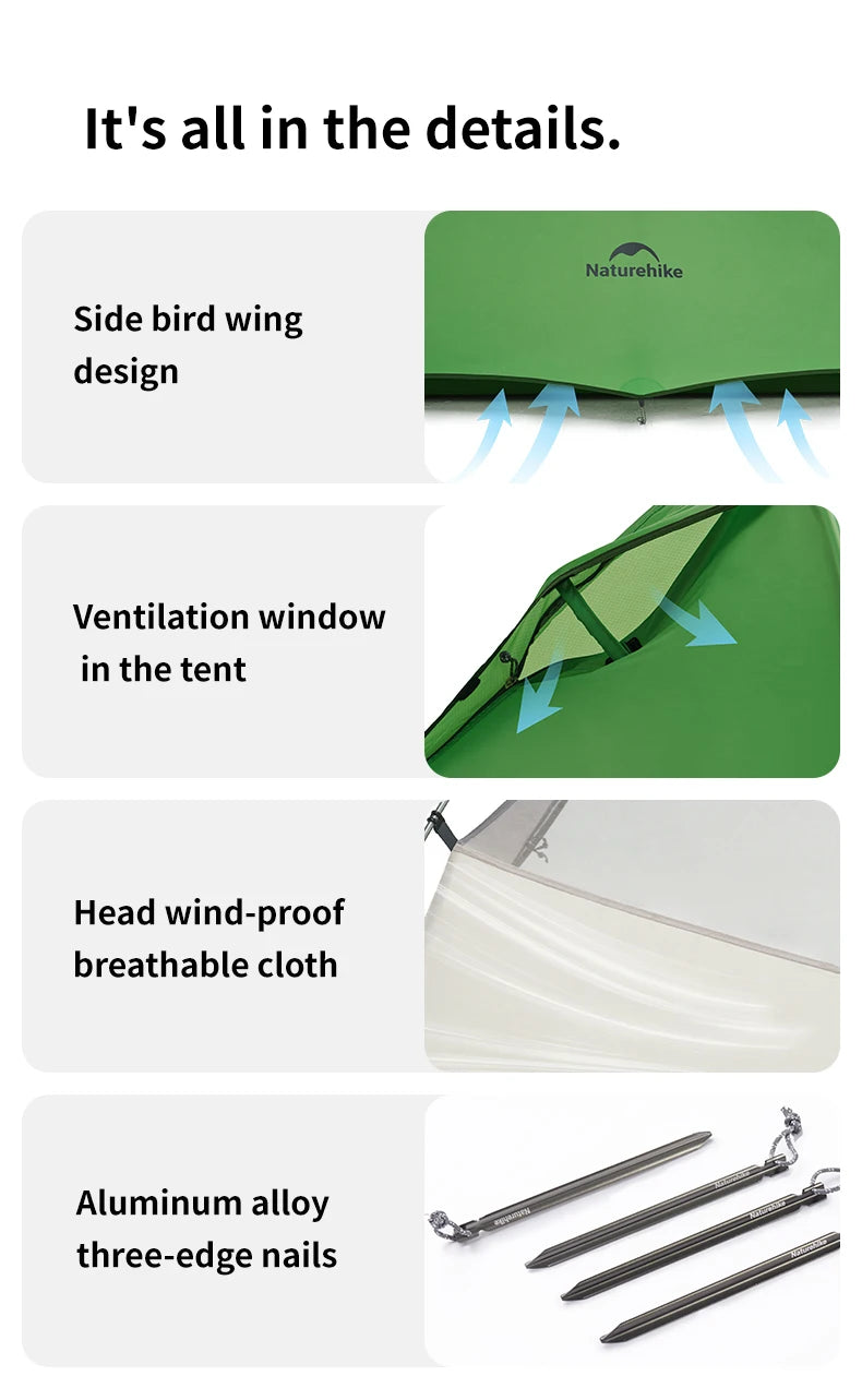 Naturehike 2026 New Cloud Base Tent Ultralight Waterproof Large Foyer Shelter Tent Travel 1-2 Person Portable Camping Tents