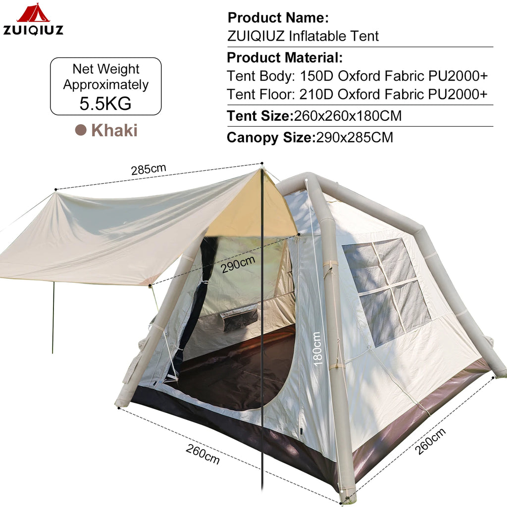 TPU inflatable tent for camping self-inflating tent, portable tent TPU Air Beam Inflatable Tent Large Family Camping Te