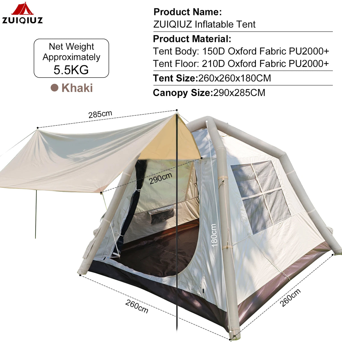 TPU inflatable tent for camping self-inflating tent, portable tent TPU Air Beam Inflatable Tent Large Family Camping Te