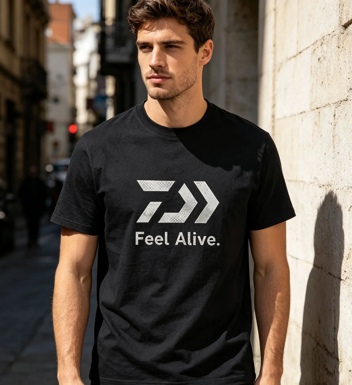 Men Casual O‑Neck T‑Shirt Feel Alive Arrow Graphic Short Sleeve Tees Male Streetwear Cotton Tops Daily Holiday Men's Clothing