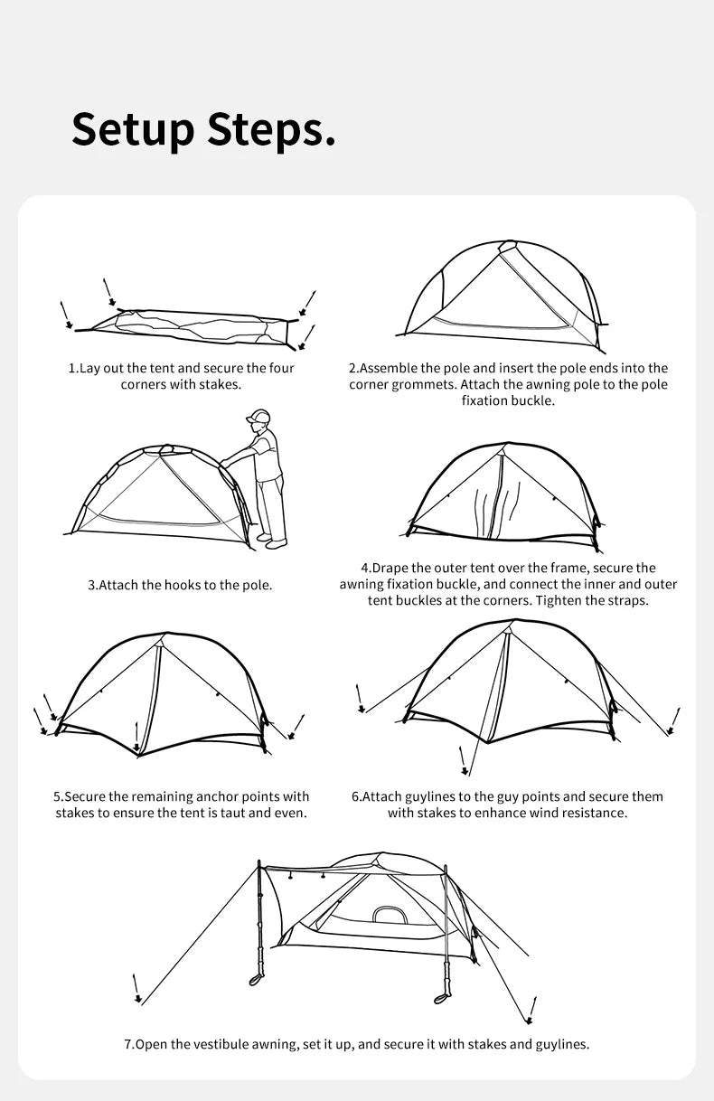 Naturehike Mongar UL PRO 1-3 People Tent 20D Ultralight Travel Waterproof Hiking Survival Outdoor Camping Portable Sun Shelter