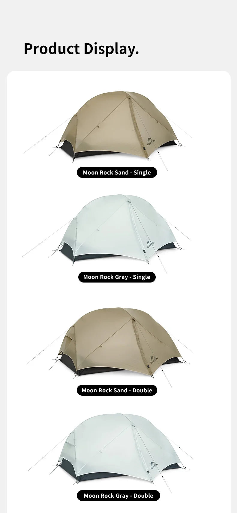 Naturehike Mongar UL PRO 1-3 People Tent 20D Ultralight Travel Waterproof Hiking Survival Outdoor Camping Portable Sun Shelter