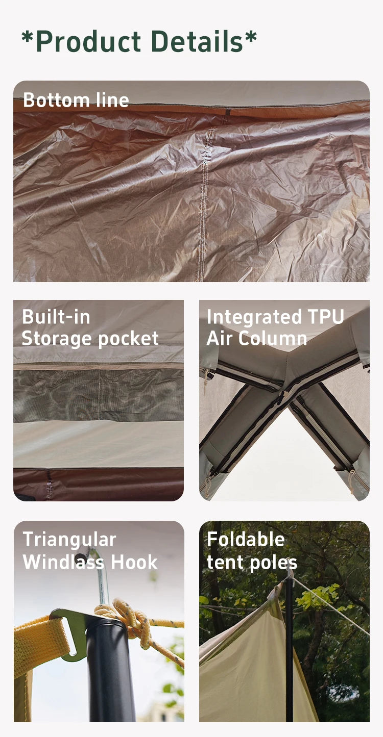 TPU inflatable tent for camping self-inflating tent, portable tent TPU Air Beam Inflatable Tent Large Family Camping Te
