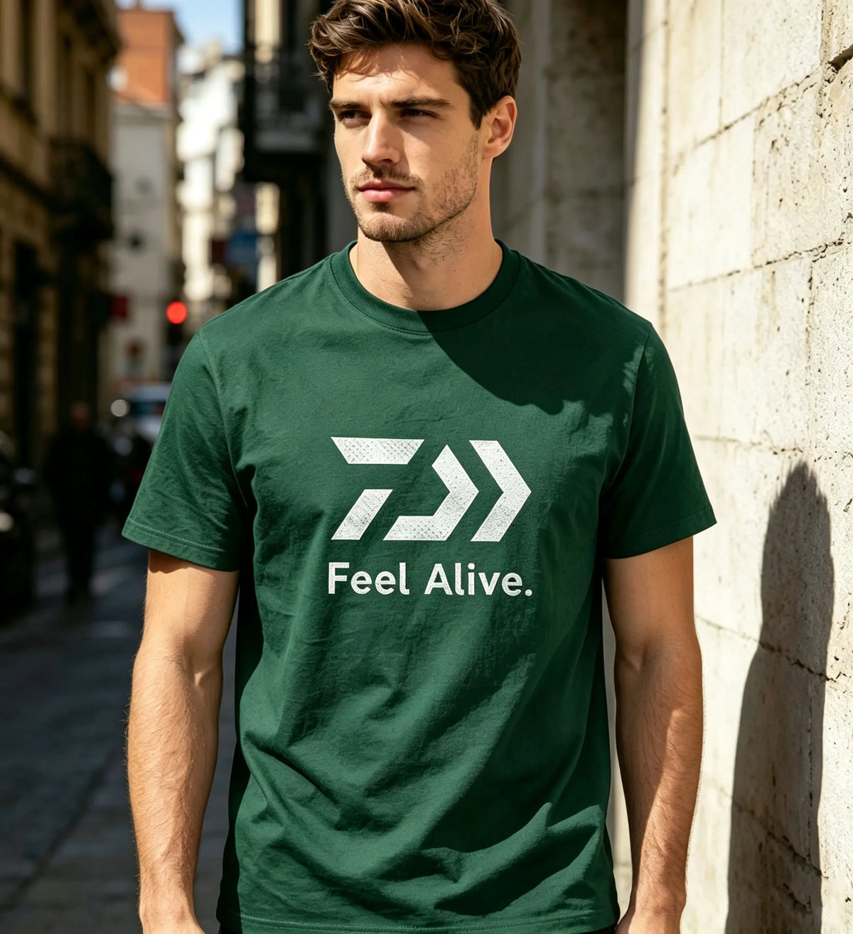 Men Casual O‑Neck T‑Shirt Feel Alive Arrow Graphic Short Sleeve Tees Male Streetwear Cotton Tops Daily Holiday Men's Clothing