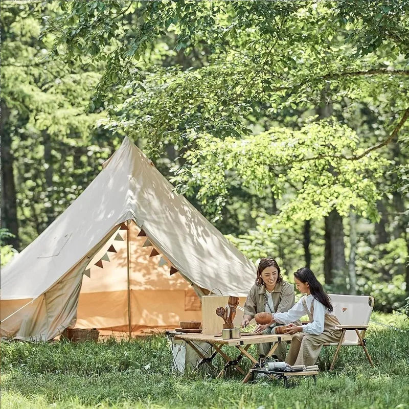 Glamping Bell Tent for 3-10 4 Season Luxury Camping Tent, Thick Oxford Fabric, Rainproof, Wind-Resistant & Flame-Retardant