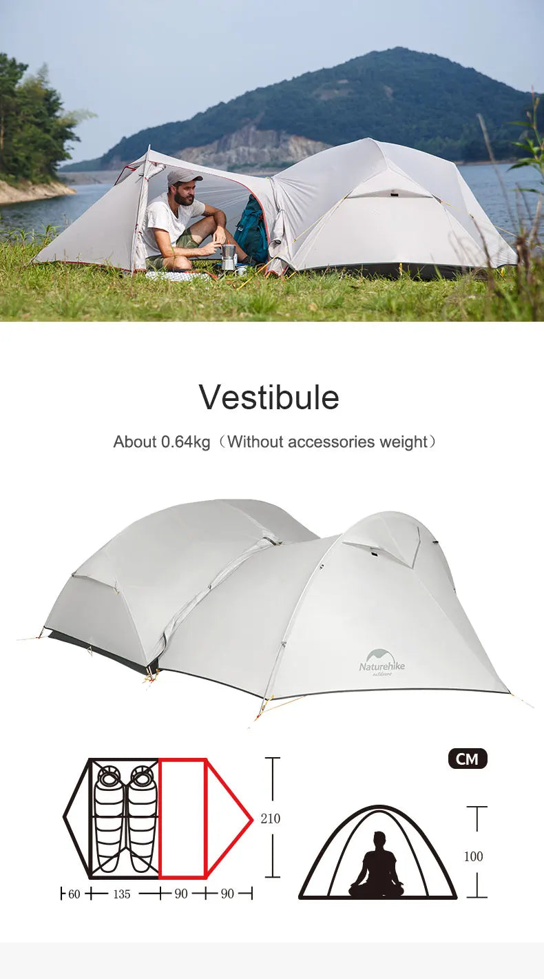 Naturehike Mongar UL PRO 1-3 People Tent 20D Ultralight Travel Waterproof Hiking Survival Outdoor Camping Portable Sun Shelter