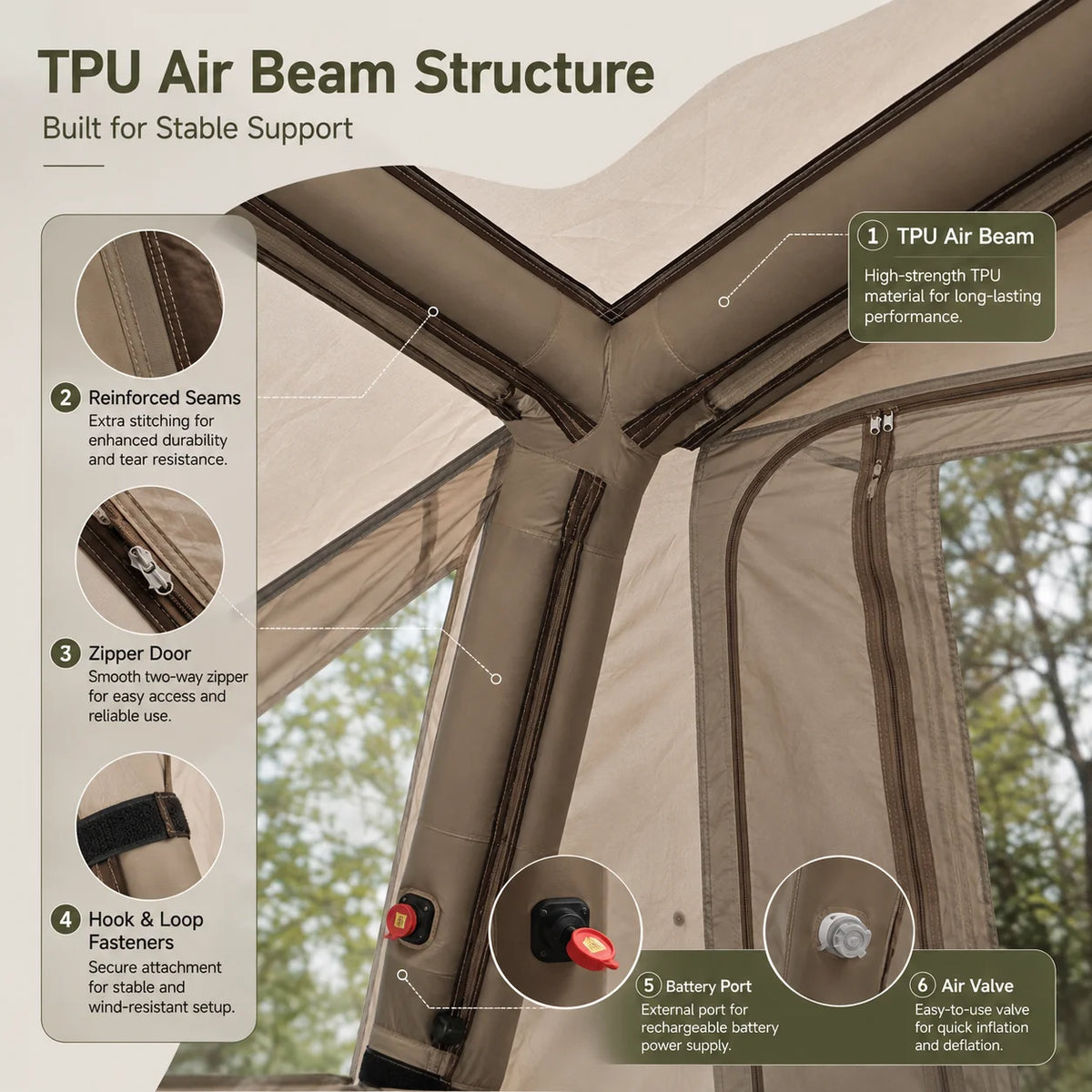TPU inflatable tent for camping self-inflating tent, portable tent TPU Air Beam Inflatable Tent Large Family Camping Te